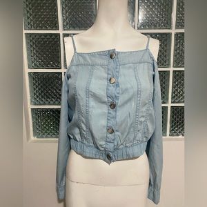 Jean style off the shoulder woman’s top size M